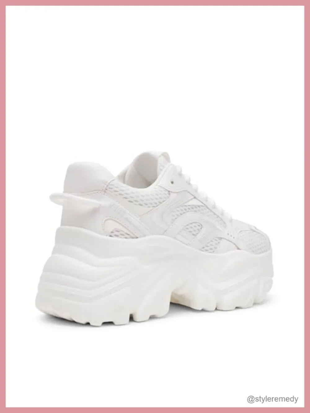 Chunky Platform Sneakers Lace-Up Round Toe PU Nylon Low Top Casual Athletic